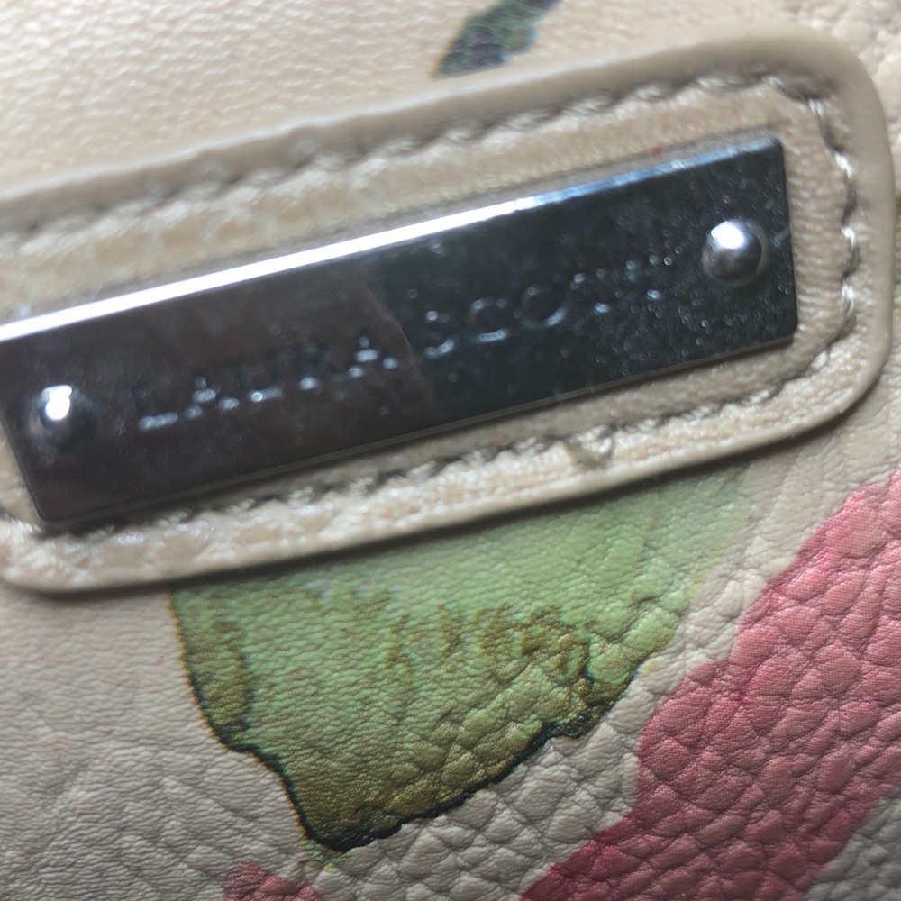 Laura Scott Cream Shoulder Bag with Pink & Green Floral Accents